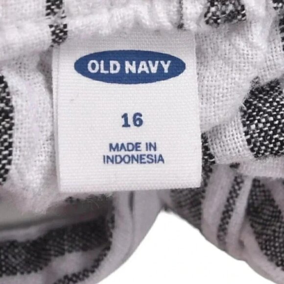 Old Navy Linen Blend Striped High Rise Tie Waist Shorts White Grey Size 16 - Picture 4 of 5